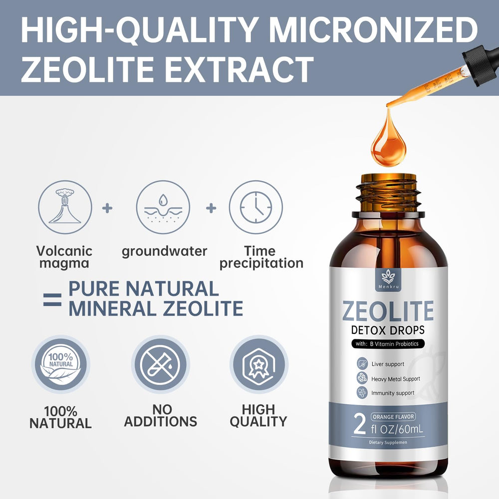Menkru Zeolite Drops dropper dispensing a precise daily dose