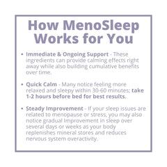MenoSleep nightly routine setup on a bedside table.