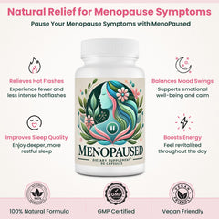 Menopaused mood-energy tabs close-up, suggesting steady daytime vitality.