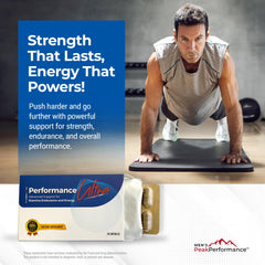 MEN'S PeakPerformance PerformanceUltra label detail highlights premium ingredients for vitality
