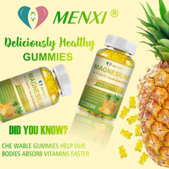 MENXI Magnesium Glycinate Gummies sugar-free badge promotes guilt-free snacking.