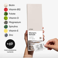 meOrigin Multivitamin Women daily packs show convenient one tablet and three capsules routine.