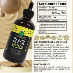 MerryTes Advanced Black Seed Oil being poured for daily wellness routine.
