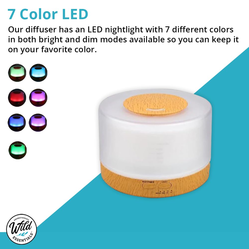 mEssentials Wild Essentials diffuser with 7-color LED night light for ambiance