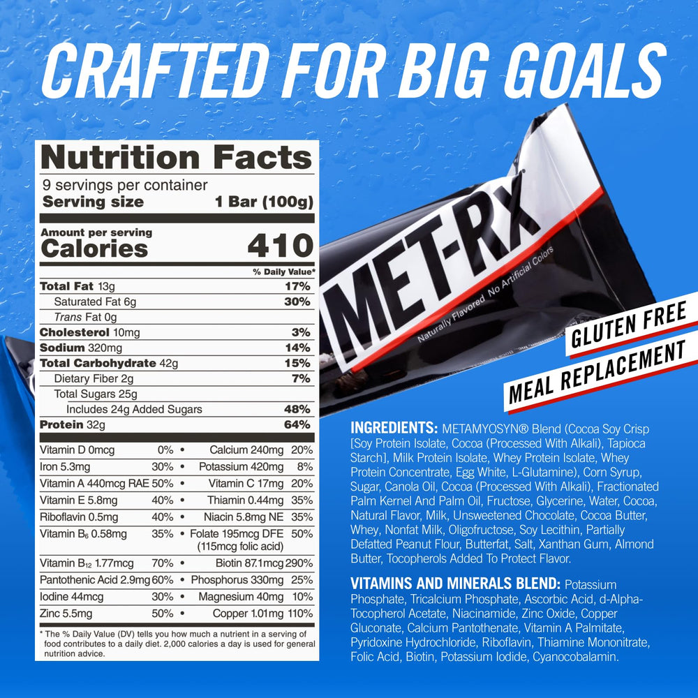 MET-Rx Big 100 Colossal bar in bag ready for travel or gym.