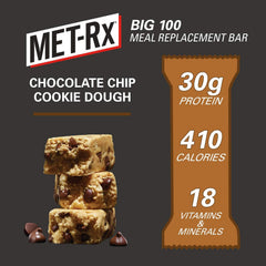 MET-Rx Big 100 Colossal nutrition label highlights 32 g protein per bar.