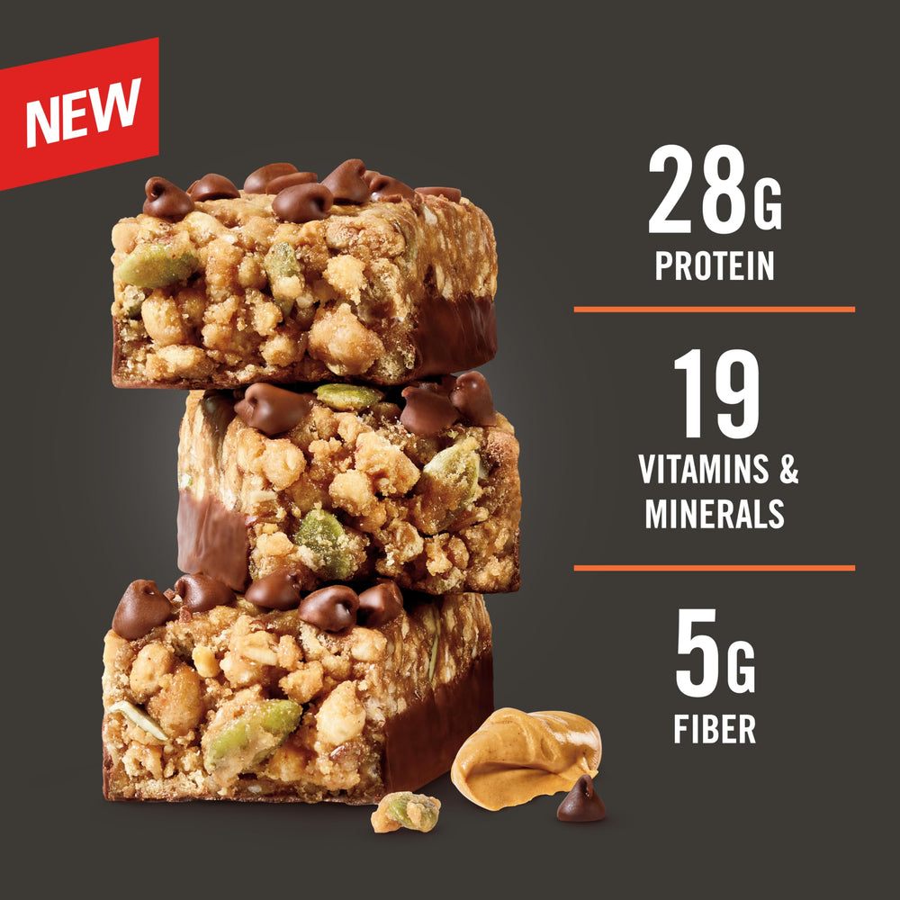 MET-Rx Big 100 packaging on store shelf for on-the-go nutrition.