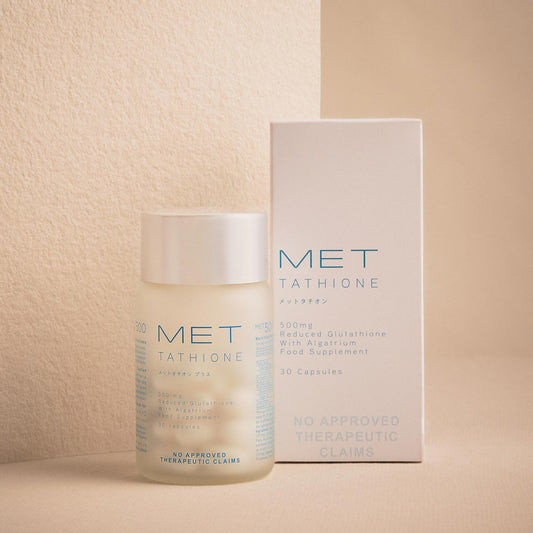 Met Tathione softgel bottle for daily skin support.