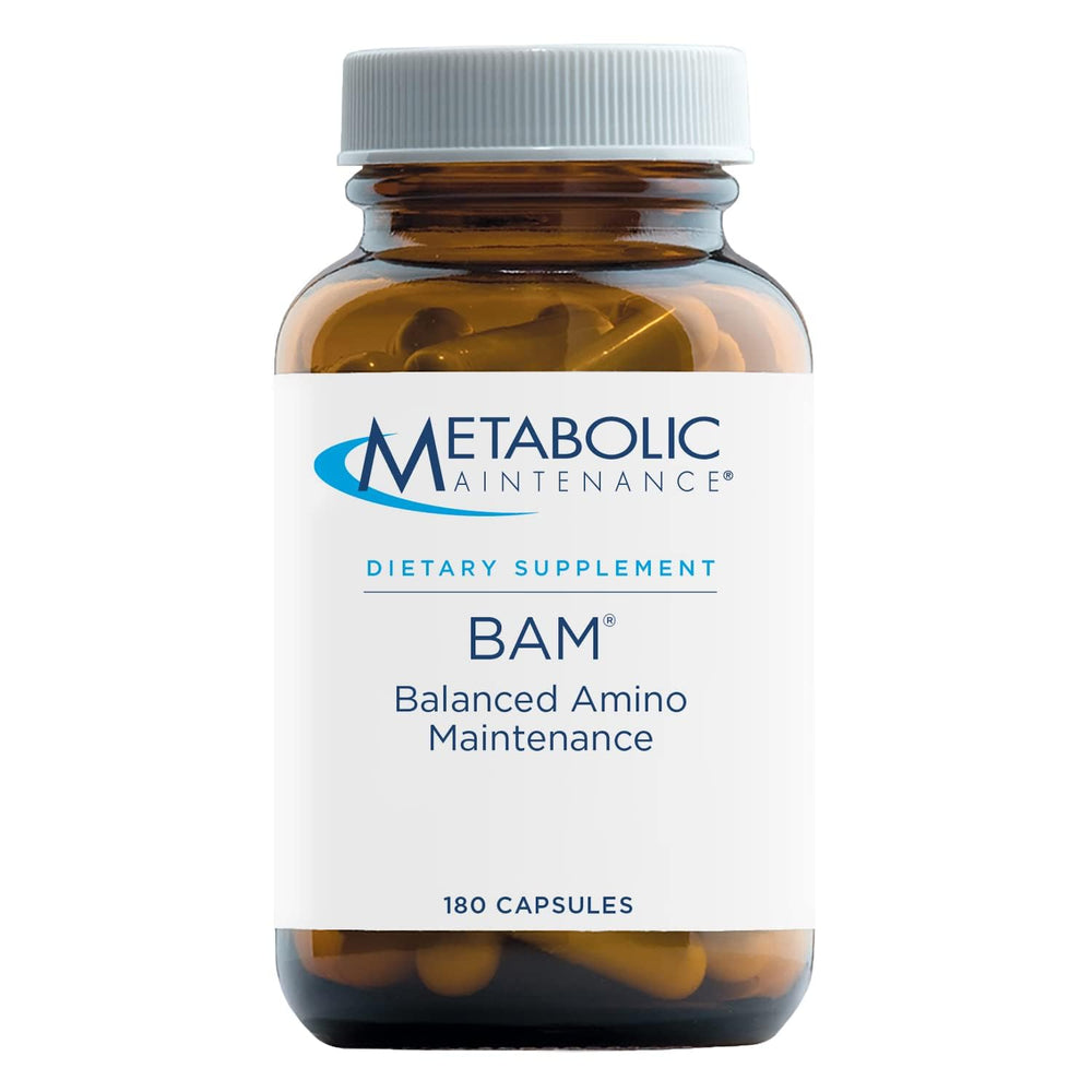 Metabolic Maintenance B.A.M. capsules close-up for daily amino acid support.
