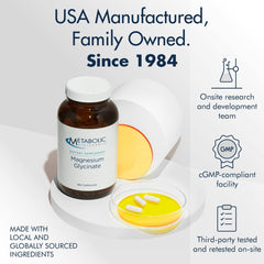 Metabolic Maintenance Plus bottle on shelf conveys clean, iron-free, professional-grade formula.