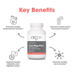 Metabolic Maintenance Cal/Mag Plus label closeup featuring D3 and K2 vitamins