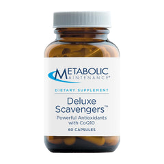 Metabolic Maintenance Deluxe Scavengers bottle on kitchen counter for daily antioxidant support.