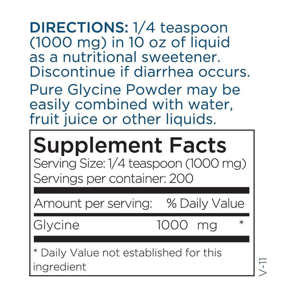 Metabolic Maintenance glycine powder gluten-free label signals allergen-safe formula.
