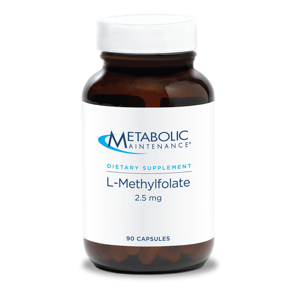 Metabolic Maintenance L-Methylfolate bottle highlights 2.5 mg active folate for daily methylation support
