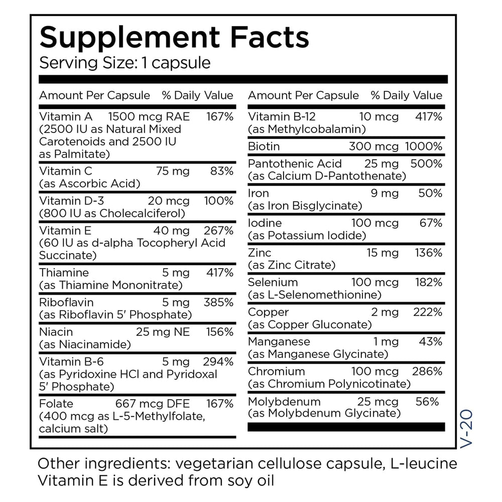 Metabolic Maintenance Little One BPA-free amber bottle protects nutrients from light.