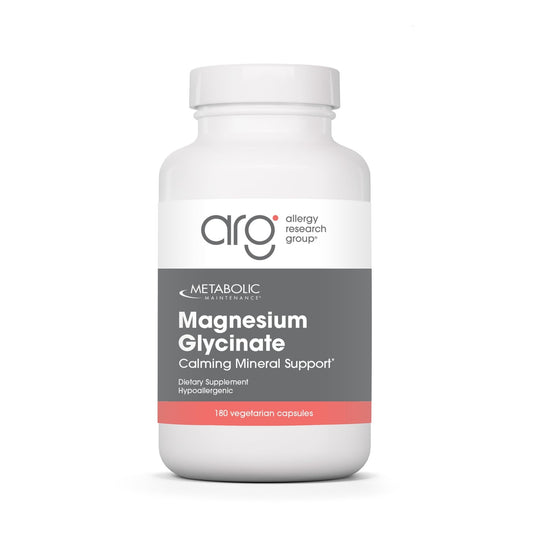 Metabolic Maintenance Magnesium Glycinate bottle label for gentle sleep support and muscle function.