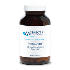 MetCalm bottle with Metabolic Maintenance label signaling calm support