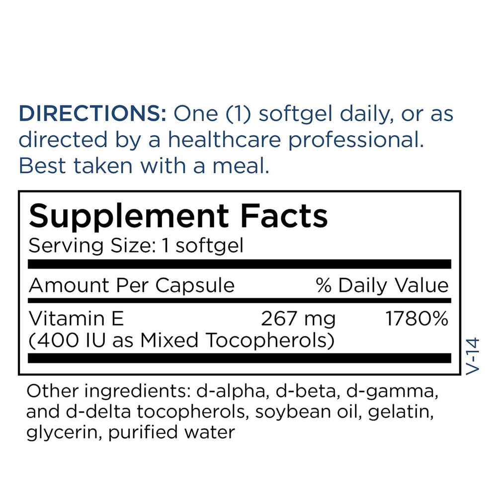 Vitamin E capsule close-up with label, symbolizing trusted wellness support from Metabolic Maintenance.