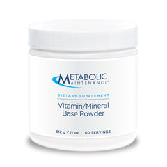 Metabolic Maintenance base powder bottle highlighting chelated minerals for better absorption.