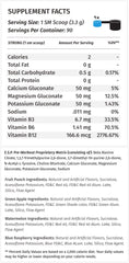 Metabolic Nutrition ESP blue raspberry tub beside supplement facts panel for informed dosing