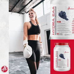 Metabolic Nutrition Hydra EAA glass with fruit punch, refreshing during workouts