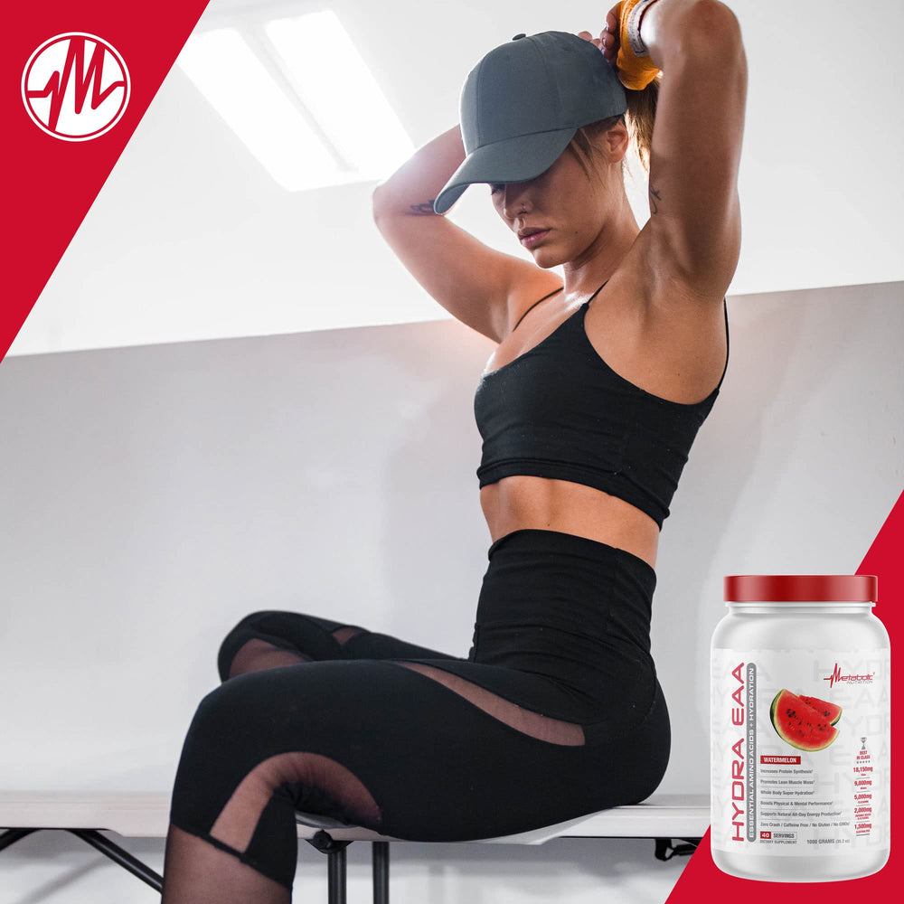 Metabolic Nutrition Hydra EAA scoop closeup shows perfect serving for training