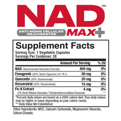 Metabolic Nutrition NAD MAX Plus+ capsules close-up highlighting individual capsules for cellular energy.