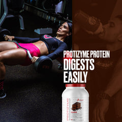 Metabolic Nutrition Protizyme ready-to-mix powder shown in a shaker.