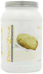 Metabolic Nutrition ProtiZyme protein powder bottle highlights low-carb formulation for dieting.