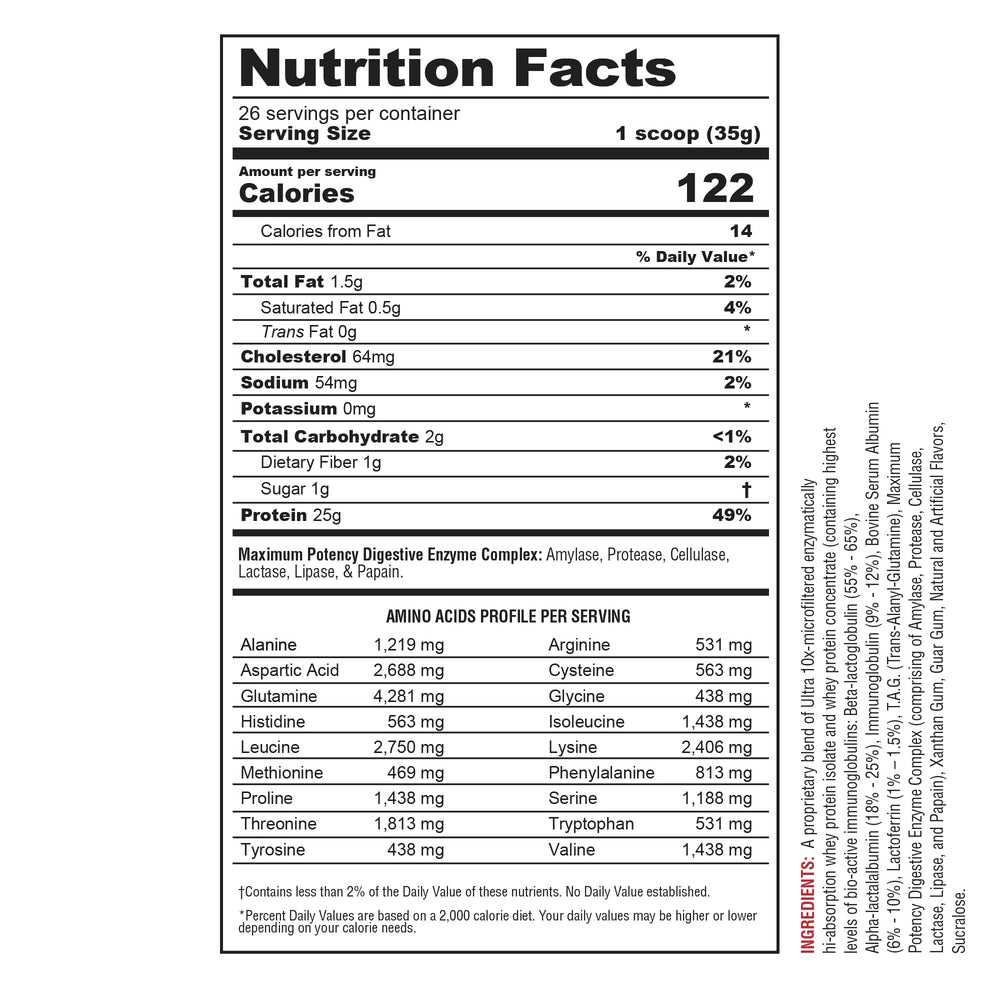 Protizyme whey powder tub highlights a high protein base for workouts