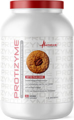 Metabolic Nutrition Protizyme Vanilla Cake flavor tub highlights fortification.