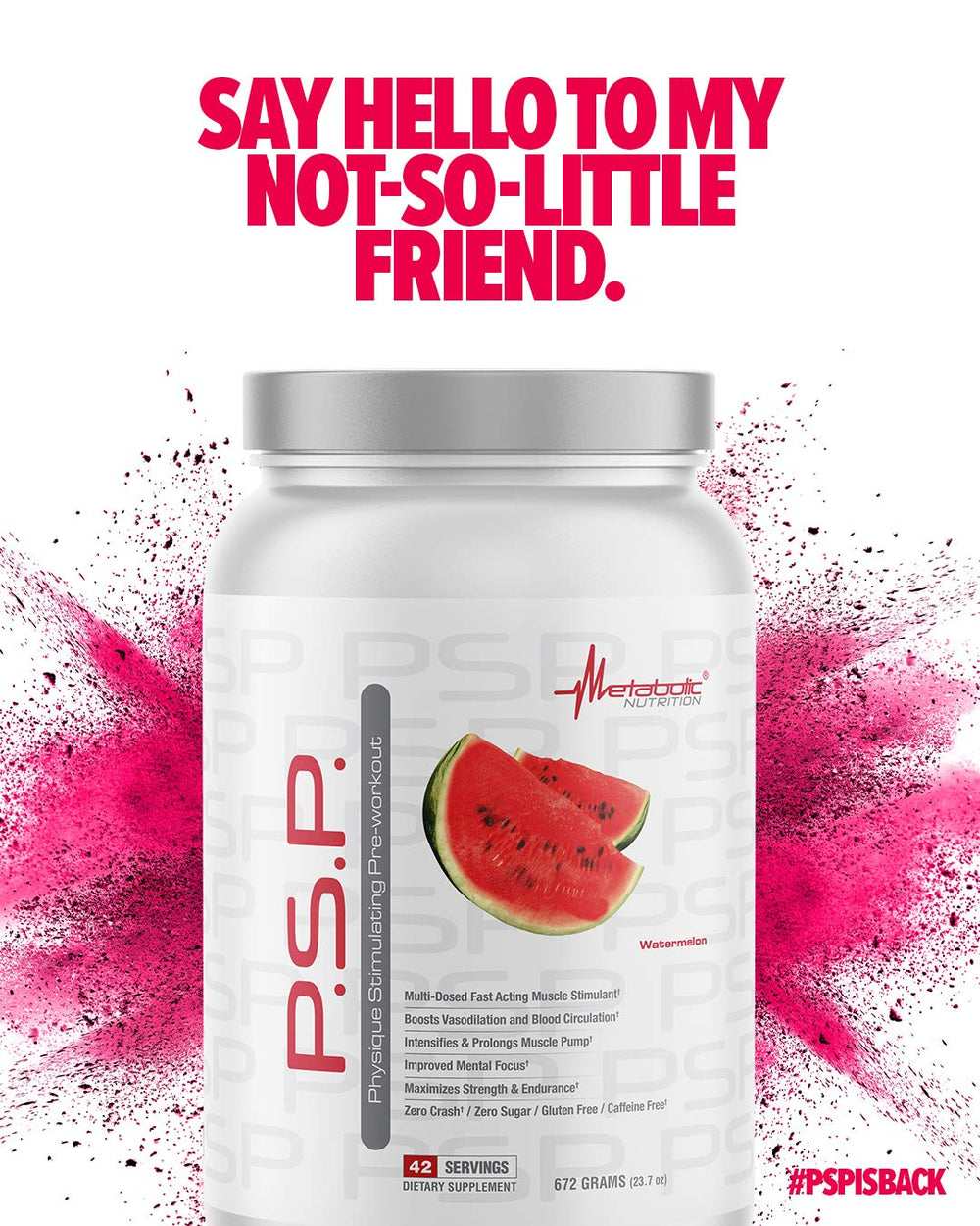 Metabolic Nutrition P.S.P. bottle open displaying clean zero sugar formula