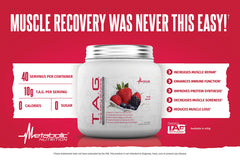 TAG dissolving powder blends quickly for fast absorption during workouts.