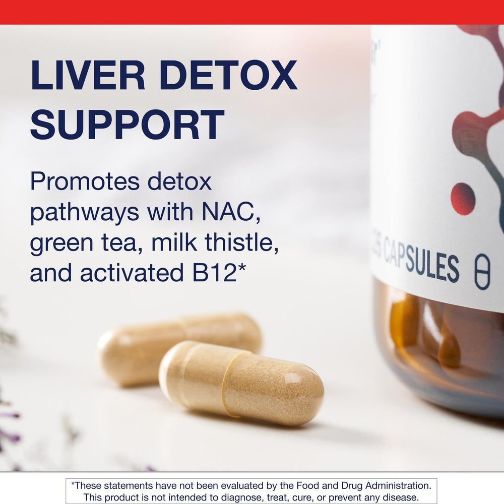 Metagenics AdvaClear capsules close-up showing B vitamin and zinc blend.