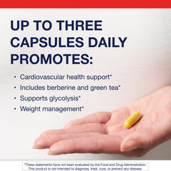 Close-up of Metagenics Berberine GT capsules highlighting vegetarian-friendly formula.