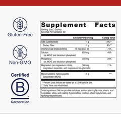 Metagenics Bone Builder ingredients showcasing calcium, phosphorus, and MCHC components