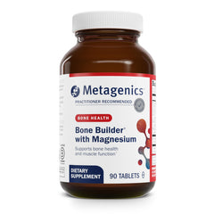 Metagenics Bone Builder with Magnesium bottle showing calcium support for bone health