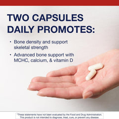 Close-up of Metagenics Bone Builder Plus capsules ready for daily use.