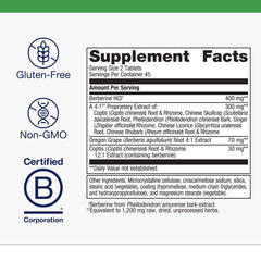 Metagenics CandiBactin-BR bottle label emphasizes Oregon grape and coptis root content