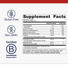 Ingredient panel details the mineral blend supporting tissue vitality for joints.