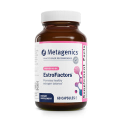 Metagenics EstroFactors bottle front showing estrogen metabolism support