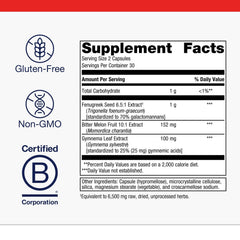 Metagenics Fenugreek Plus label close-up shows ingredients and vegetarian formula