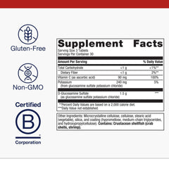 Front of Metagenics Glucosamine Sulfate packaging emphasizing science-backed joint support.