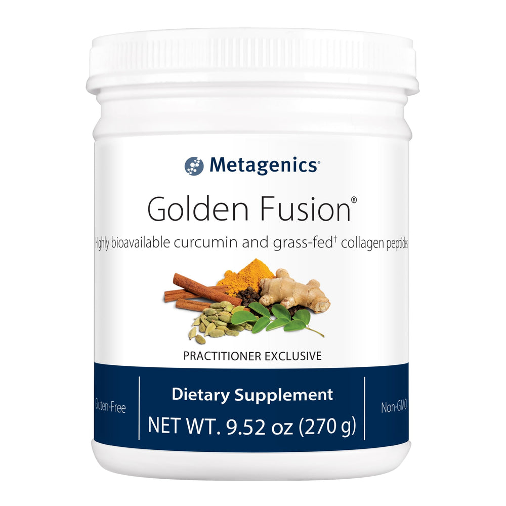 Metagenics Golden Fusion curcumin powder canister supports absorption and daily use