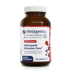 Metagenics Inflavonoid Intensive Care bottle front shows joint comfort and immune health potential