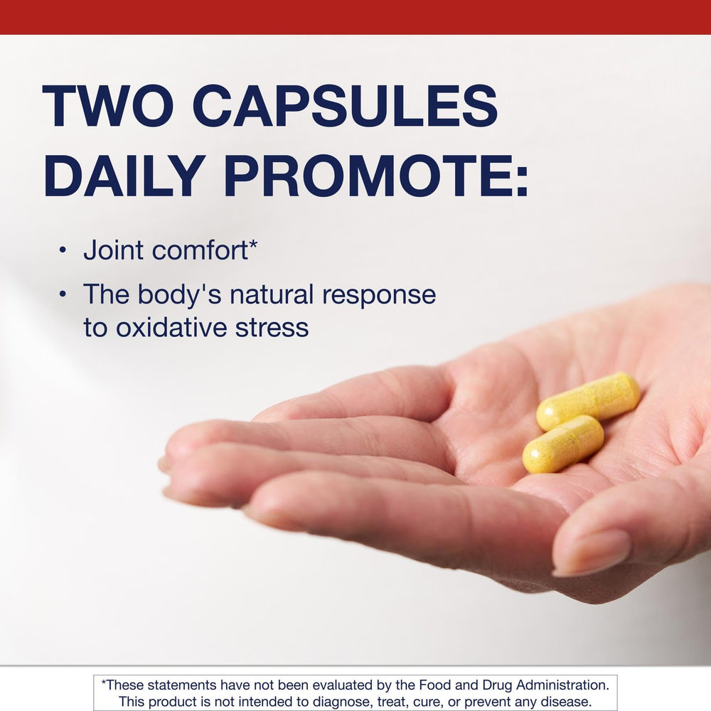 Metagenics Inflavonoid Intensive Care capsules close-up highlighting CurQfen curcumin