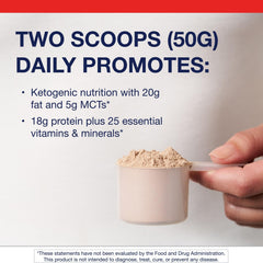 Metagenics Ketogenic Shake chocolate being poured for a smooth, sugar-free shake