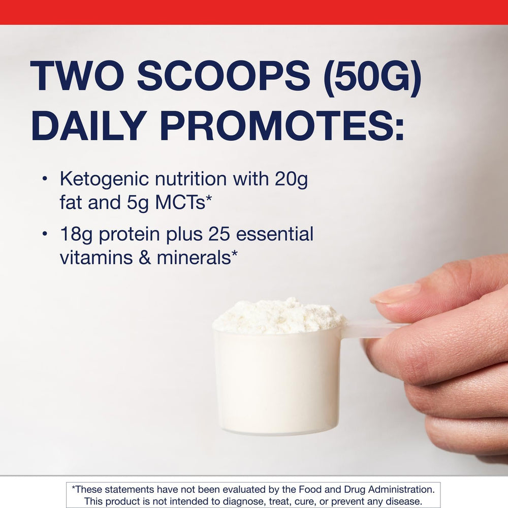 Metagenics Ketogenic Shake vanilla label highlighting vitamins and minerals