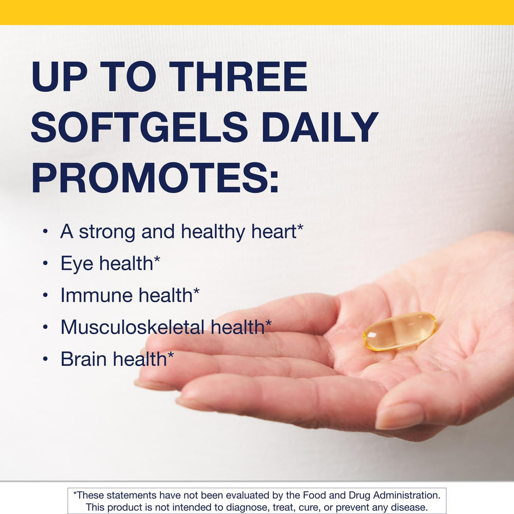 Metagenics OmegaGenics softgels close-up highlighting pure capsules.