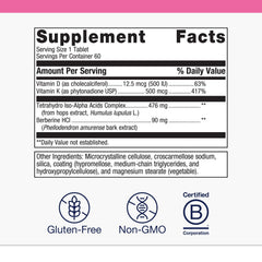 Metagenics Ostera-label-nutrition-facts confirms gluten-free, non-GMO formulation